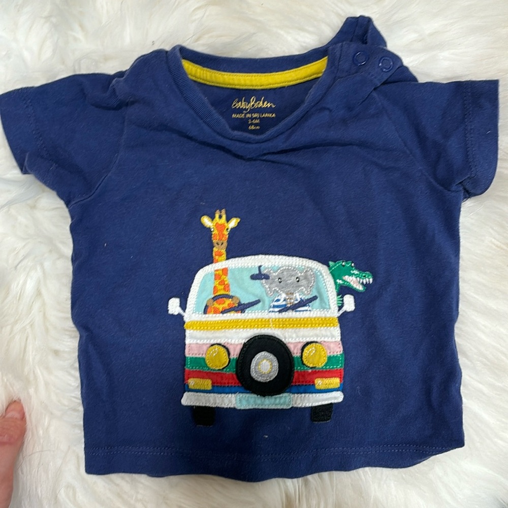 BabyBoden 3-6 months shirt excellent condition appliqué animals